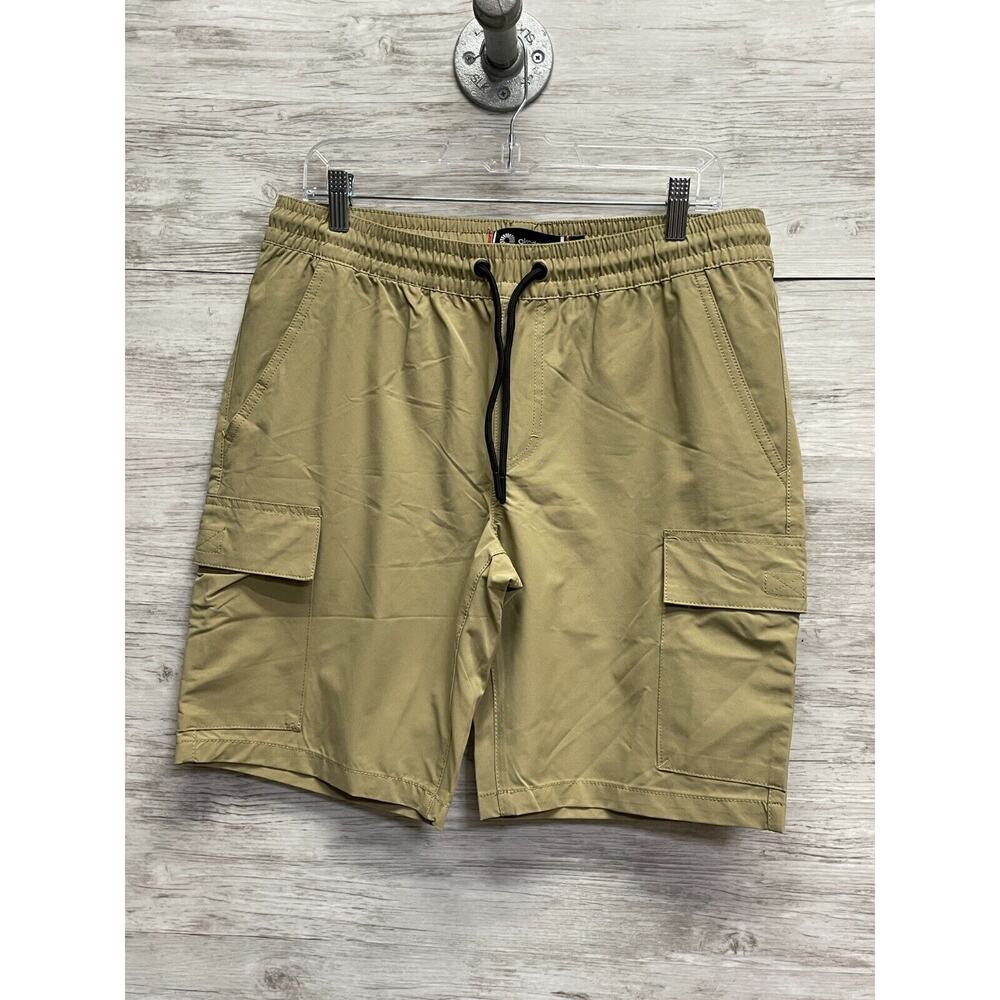 Akademiks‎ Shorts Mens M Drawstring Cargo Pockets Elastic Waist Khaki